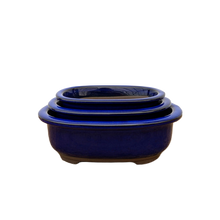 Load image into Gallery viewer, Oval, Deep-Blue Glazed Ceramic Bonsai Pot | Japanese Bonsai Vessel - Aven's Serenity Garden