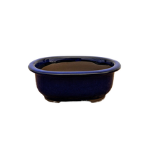 Load image into Gallery viewer, Oval, Deep-Blue Glazed Ceramic Bonsai Pot | Japanese Bonsai Vessel - Aven's Serenity Garden
