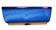 Load image into Gallery viewer, Rectangular Ceramic Japanese Bonsai Pot | Deep Blue Glazed Vessel - Aven's Serenity Garden