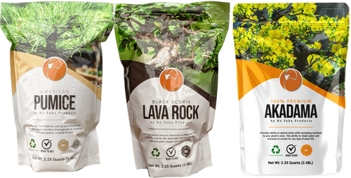 Akadama, American Pumice and Black Lava Rock (Scoria) By Ho- Yoku Products | 3 Piece Set (1 Bag of Each) | 2.48 L Bags - Aven's Serenity Garden