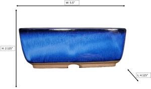 Aven's Serenity Garden - Rectangular Ceramic Japanese Bonsai Pot Blue-Green Glazed Vessel - Aven's Serenity Garden