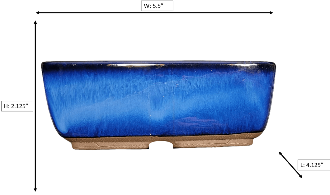 Aven's Serenity Garden - Rectangular Ceramic Japanese Bonsai Pot Blue-Green Glazed Vessel - Aven's Serenity Garden