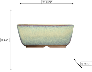 Aven's Serenity Garden - Rectangular Ceramic Japanese Bonsai Pot Blue-Green Glazed Vessel - Aven's Serenity Garden