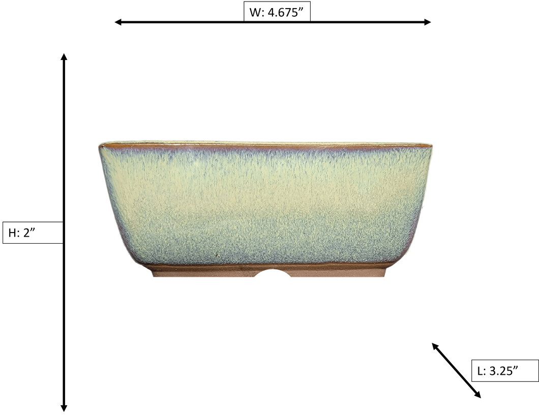 Aven's Serenity Garden - Rectangular Ceramic Japanese Bonsai Pot Blue-Green Glazed Vessel - Aven's Serenity Garden