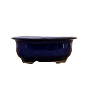 Oval, Deep-Blue Glazed Ceramic Bonsai Pot | Japanese Bonsai Vessel - Aven's Serenity Garden