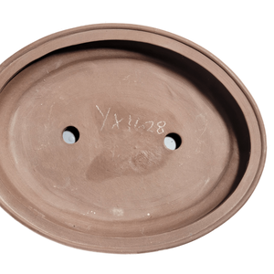 Ceramic Oval Pot | Yixing Bonsai pot | 9in Shallow Ceramic Container - Aven's Serenity Garden