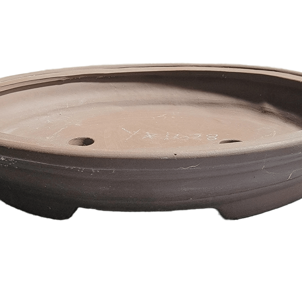 Ceramic Oval Pot | Yixing Bonsai pot | 9in Shallow Ceramic Container - Aven's Serenity Garden