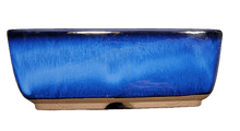 Load image into Gallery viewer, Rectangular Ceramic Japanese Bonsai Pot | Deep Blue Glazed Vessel - Aven&#39;s Serenity Garden
