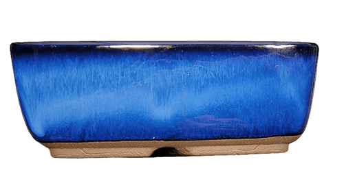 Rectangular Ceramic Japanese Bonsai Pot | Deep Blue Glazed Vessel - Aven's Serenity Garden