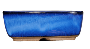 Rectangular Ceramic Japanese Bonsai Pot | Deep Blue Glazed Vessel - Aven's Serenity Garden