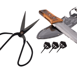 6" Japanese Shears & Hori Hori Knife Plus 3 Fertilizer Baskets - Aven's Serenity Garden