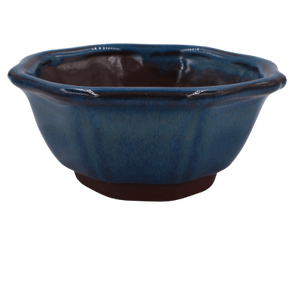 Octagonal Ceramic Bonsai Pot | Deep Blue Lotus Pot | 4" Mame Pot - Aven's Serenity Garden